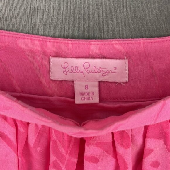 Lilly Pulitzer Pleated Layer Sheer Floral Pink Mini Skirt Size 8 - Picture 3 of 7